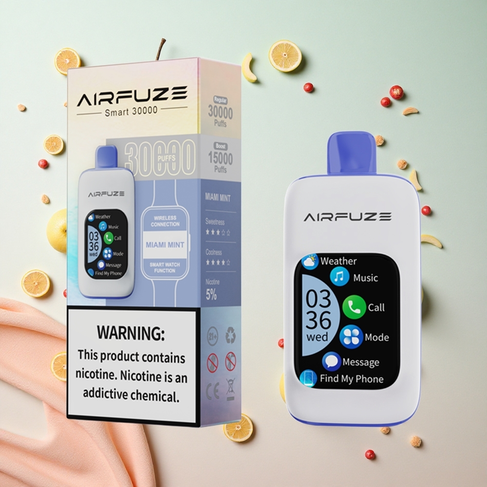 Miami Mint AirFuze Smart 30000 Puffs Disposable Vape 5% Nicotine Type-C Canada wholesale
