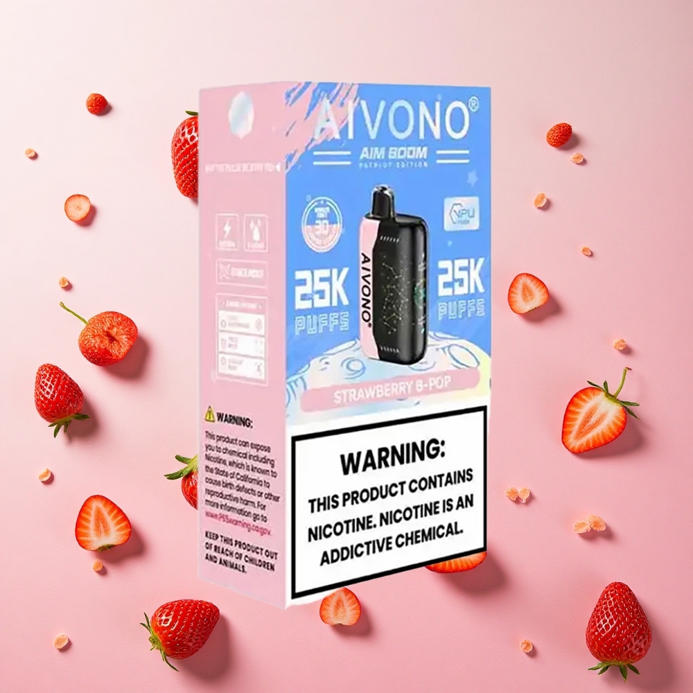 Strawberry B Pop Aivono AIM BOOM 25000 Puffs 650mAh Battery Canada wholesale