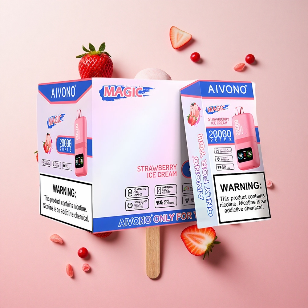 Strawberry Ice Cream Aivono Aim Magic 20000 Puffs 26ml E-liquid Type-C Rechargeable Canada Wholesale