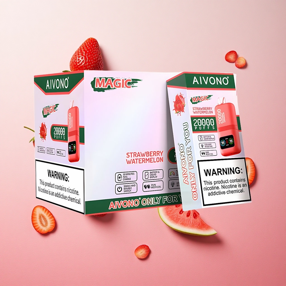 Strawberry Watermelon Aivono Aim Magic 20000 Puffs Dual Mesh Coils Type-C Rechargeable Canada Wholesale