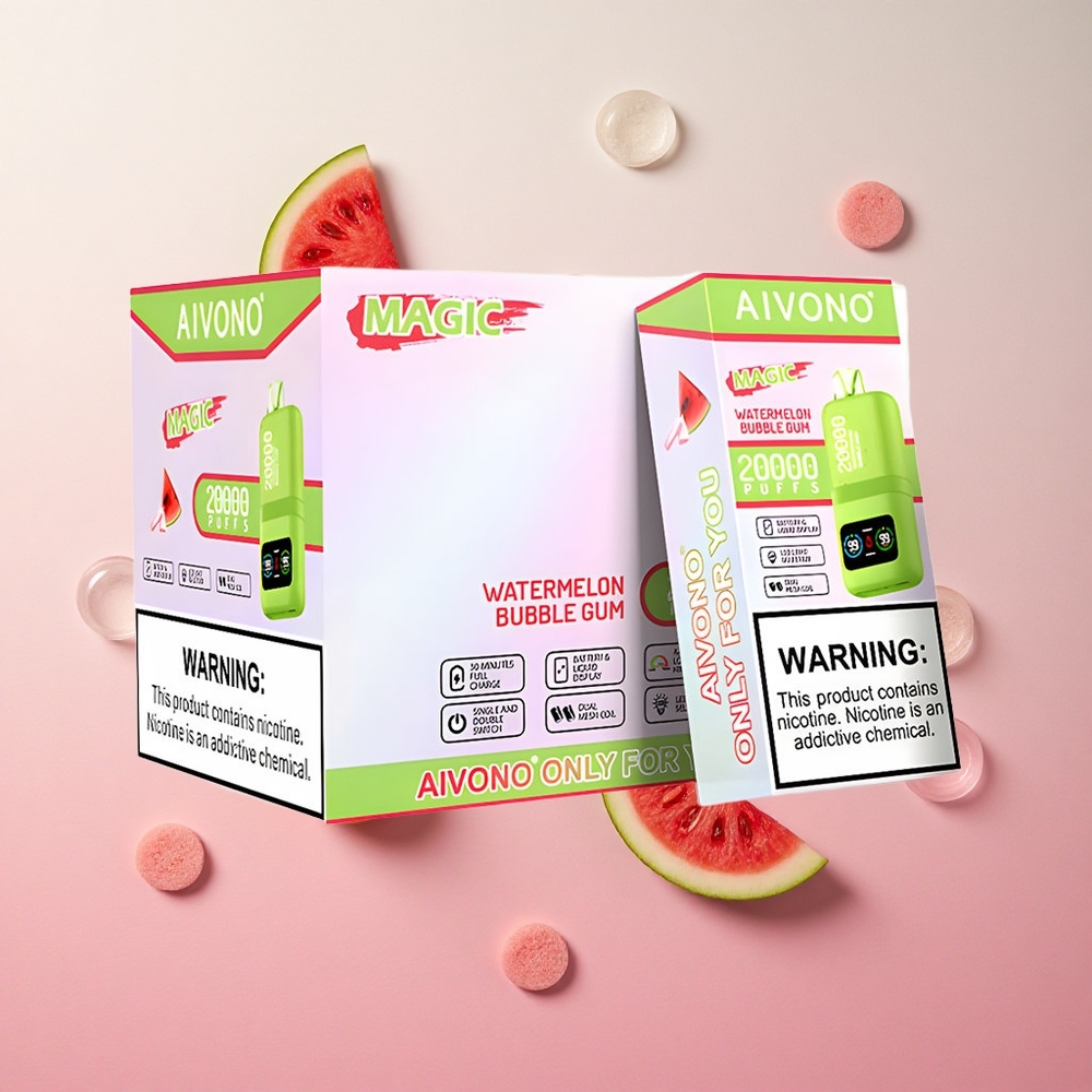 Watermelon Bubble Gum Aivono AIM MAGIC 20000 Puffs Disposable Vape 26ml E-liquid Type-C Rechargeable Canada Wholesale