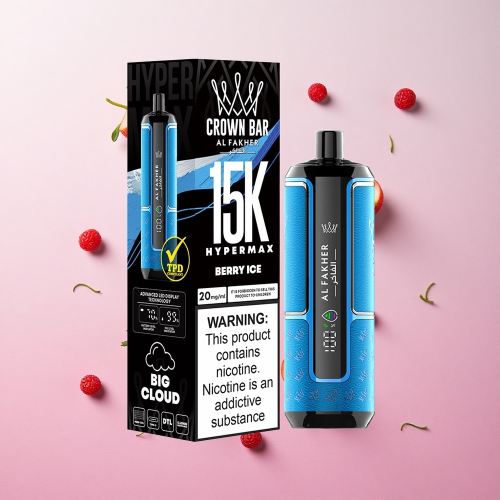 Berry Ice Al Fakher Crown Bar 15K Hypermax Disposable Vape Kit with 22ml E-Liquid Capacity Canada wholesale