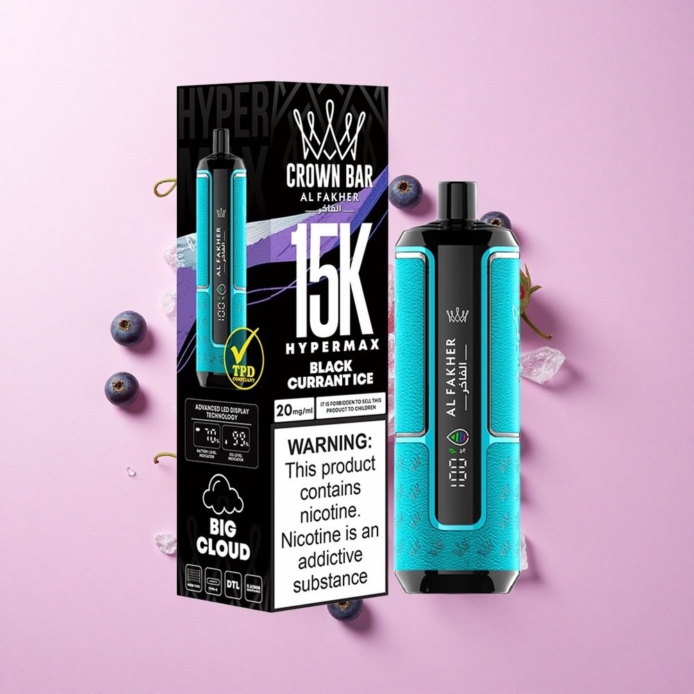 Blackcurrant Ice Al Fakher Crown Bar 15K Puffs 22ml E-Liquid 600mAh Battery Canada Wholesale
