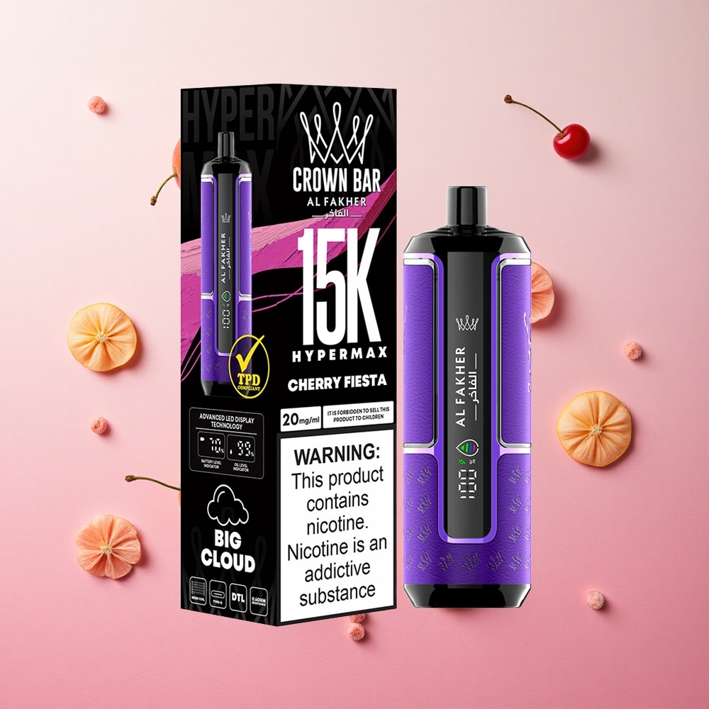 Cherry Fiesta Al Fakher Crown Bar 15K Hypermax 22ml 600mAh Disposable Vape Kit Canada wholesale