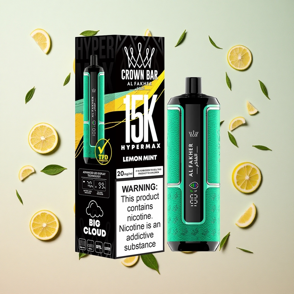 Lemon Mint Al Fakher Crown Bar 15K Puffs 22ml E-Liquid 600mAh Battery Canada Wholesale