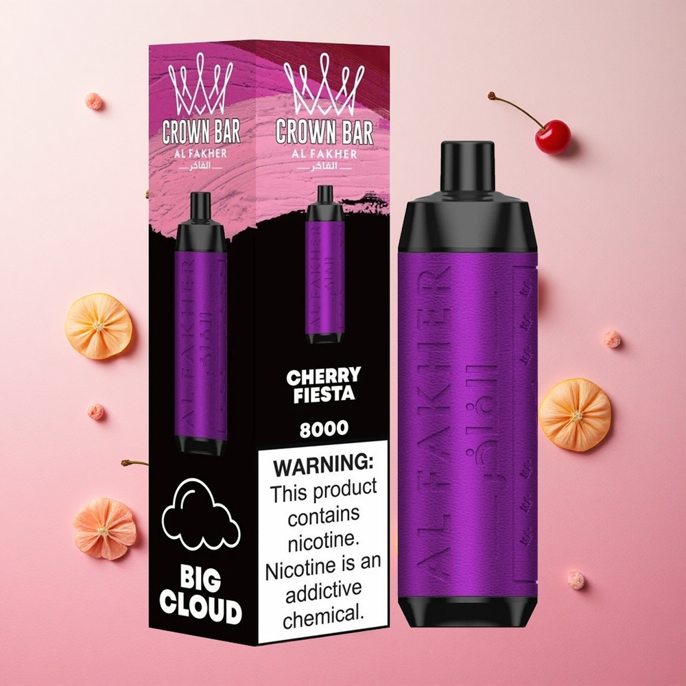 Cherry Fiesta Al Fakher Crown Bar 8000 Puffs 18ml e-Liquid Capacity Canada wholesale
