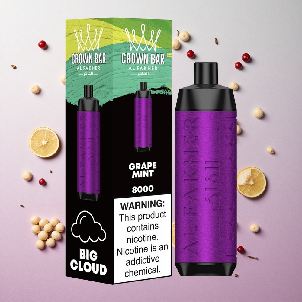 Grape Mint Al Fakher Crown Bar 8000 Puffs 18ml e-Liquid Capacity Canada wholesale