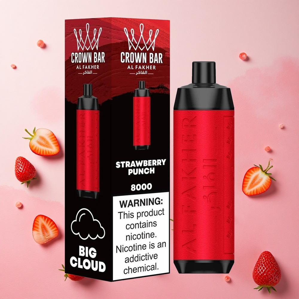 Strawberry Punch Al Fakher Crown Bar 8000 Puffs 18ml e-Liquid Capacity Canada wholesale