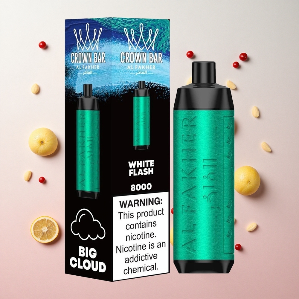 White Flash Al Fakher Crown Bar 8000 Puffs 18ml e-Liquid Capacity Canada wholesale