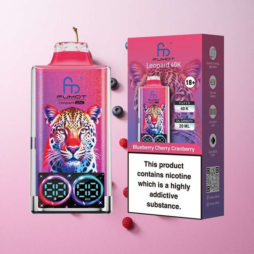 Blueberry Cherry Cranberry Fumot Leopard 40K Puffs Disposable Vape 0%,2%,3%,5% Nicotine Type-C Charging Canada wholesale