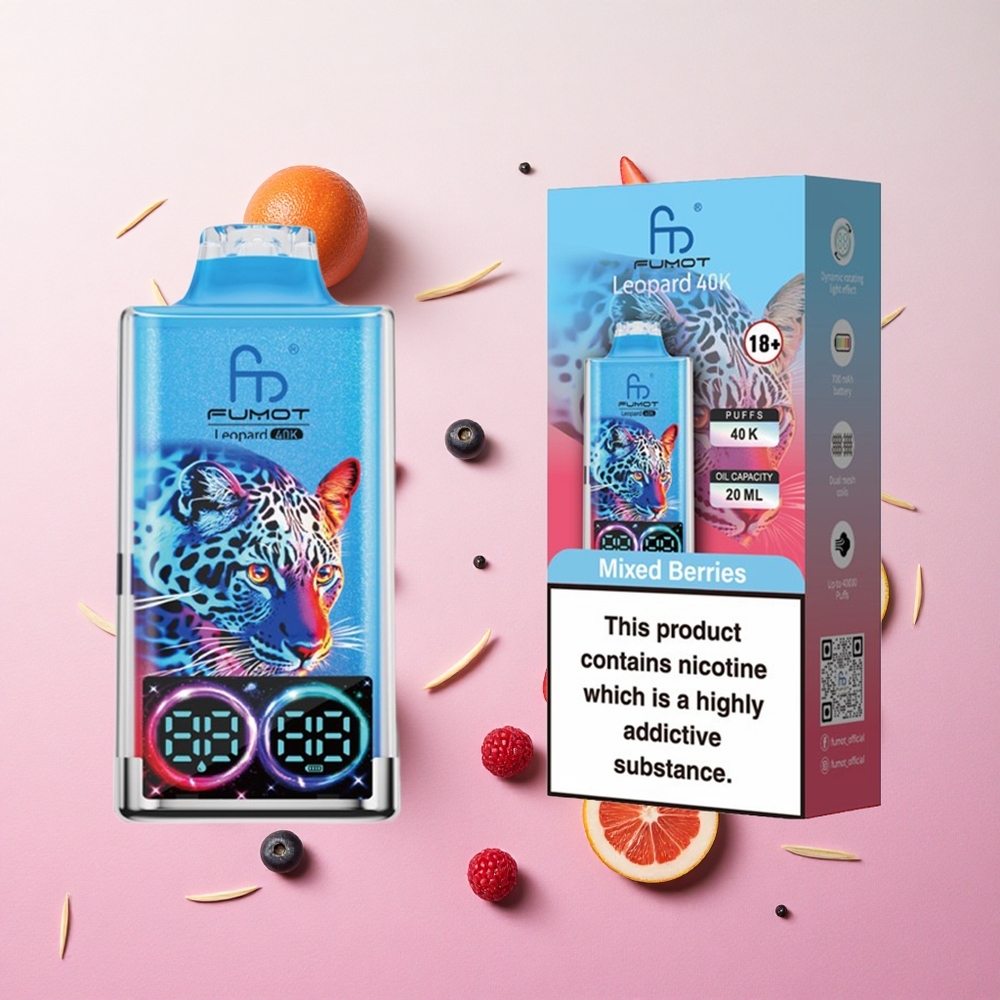 Mixed Berries Fumot Leopard 40K Puffs Disposable Vape Dual Mesh Type-C Charging Canada wholesale