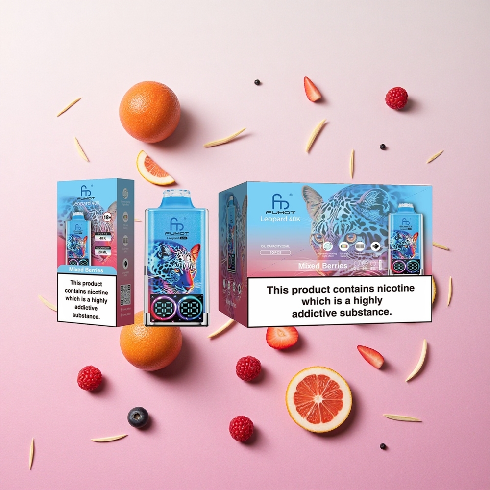 Mixed Berries Fumot Leopard 40K Puffs Disposable Vape Dual Mesh Type-C Charging Canada wholesale