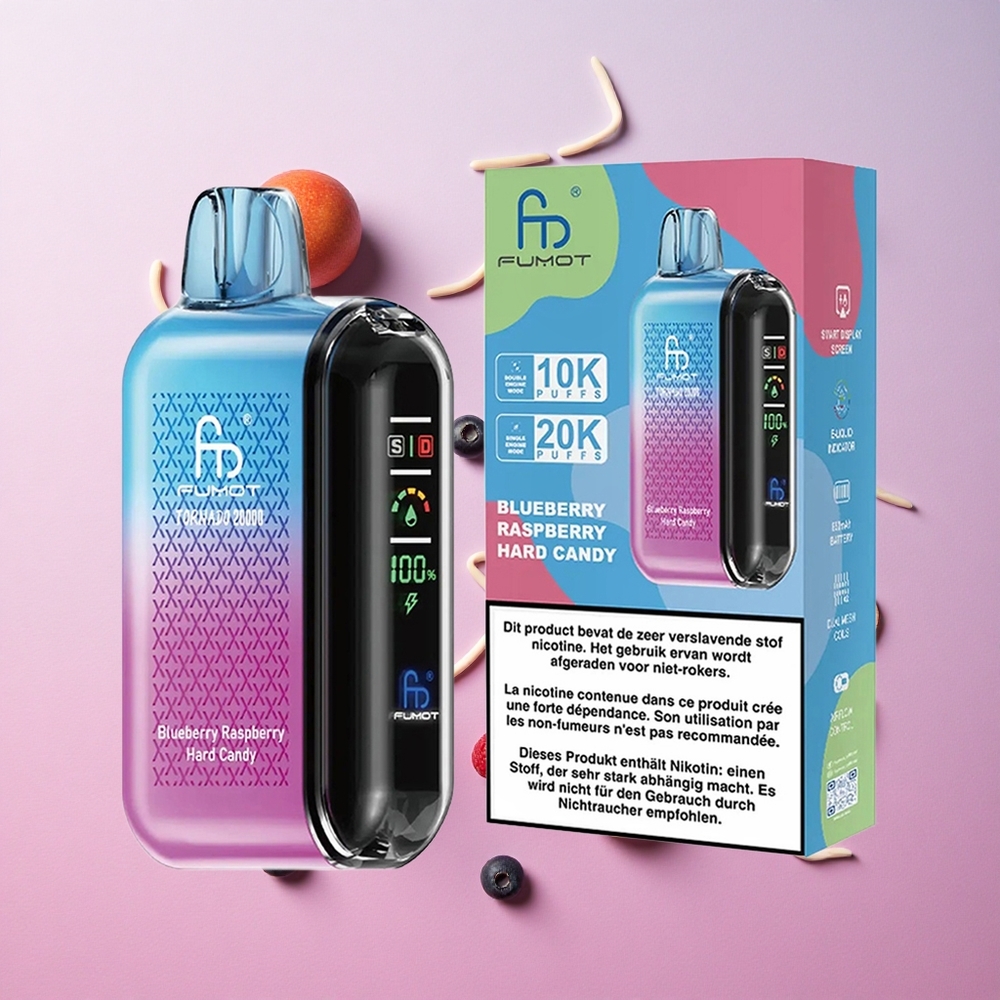 Blueberry Raspberry Hard Candy Fumot Tornado 20000 Puffs Dual Mesh Coil Canada wholesale