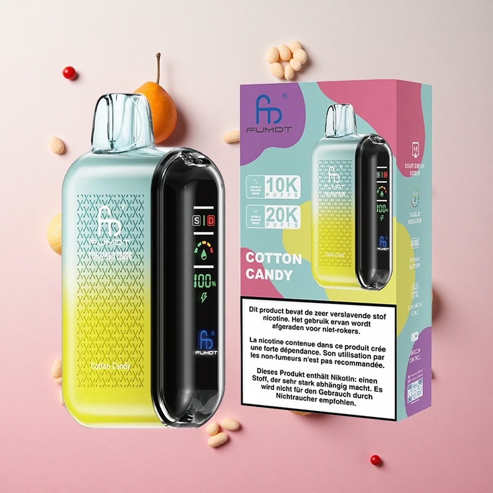 Cotton Candy Fumot Tornado 20000 Puffs Dual Mesh Coil Airflow Control Canada wholesale