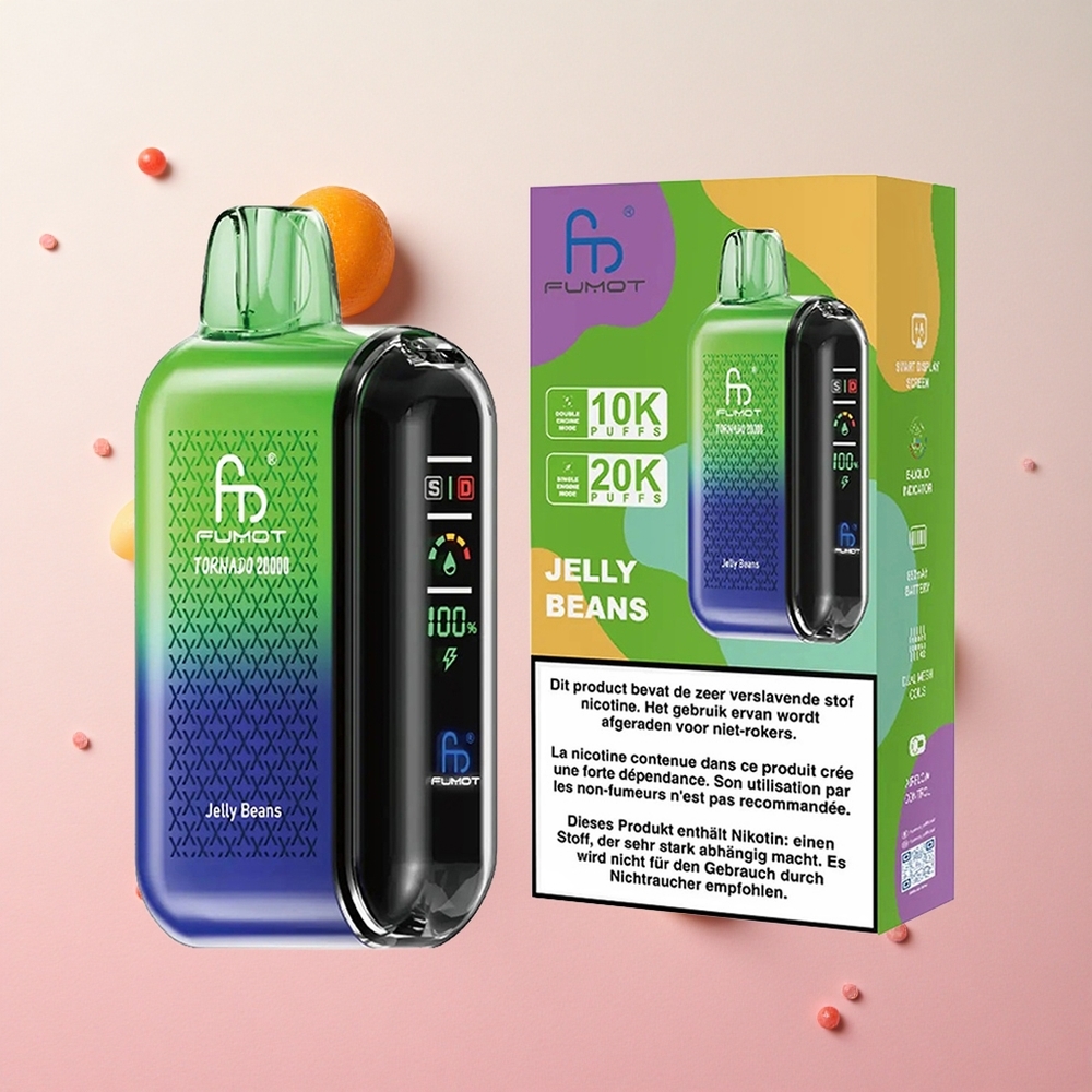 Jelly Beans Fumot Tornado 20000 Puffs 20ml E-liquid 850mAh Rechargeable Battery Canada wholesale