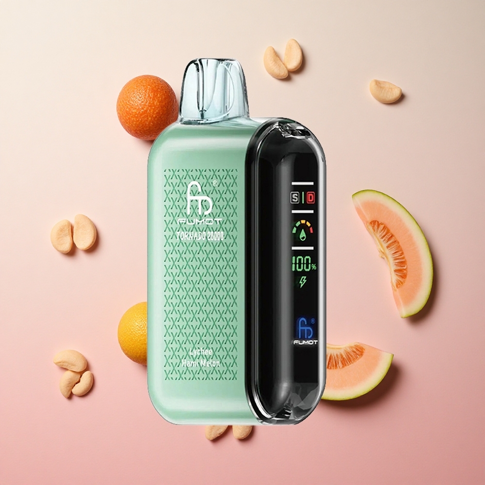 Lychee Hami Melon Fumot Tornado 20000 Puffs Dual Mesh Coil Smart Display Canada wholesale