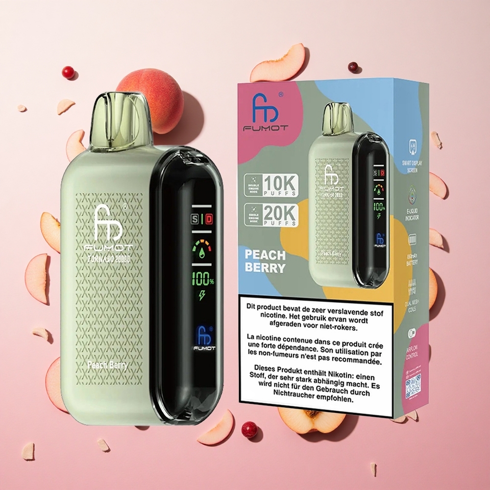 Peach Berry Fumot Tornado 20000 Puffs 20ml E-liquid Capacity 850mAh Rechargeable Battery Canada wholesale