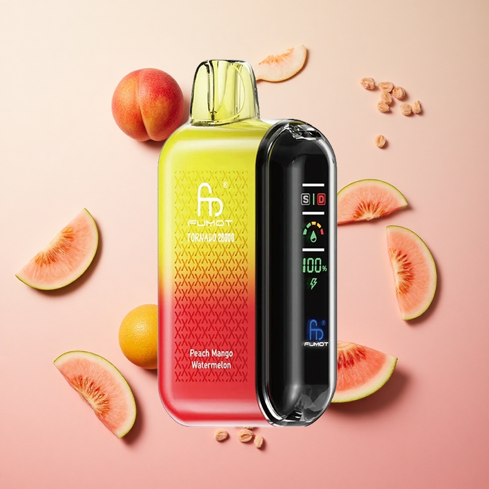 Peach Mango Watermelon Fumot Tornado 20000 Puffs Disposable Vape with Dual Mesh Coil Canada wholesale