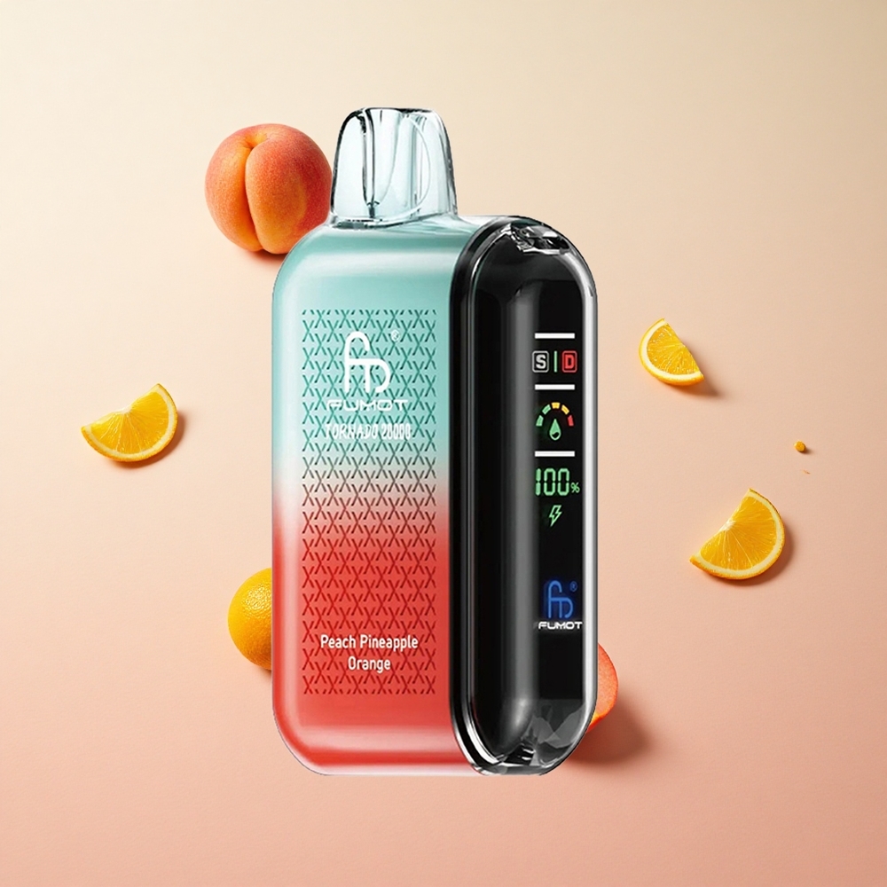 Peach Pineapple Orange Fumot Tornado 20000 Puffs 20ml E-liquid Capacity Dual Mesh Coil Canada wholesale