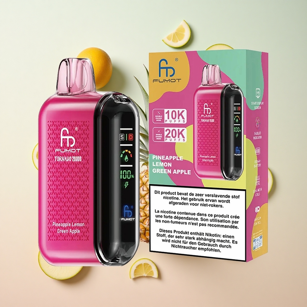 Pineapple Lemon Green Apple Fumot Tornado 20000 Puffs 20ml E-liquid Capacity Canada wholesale