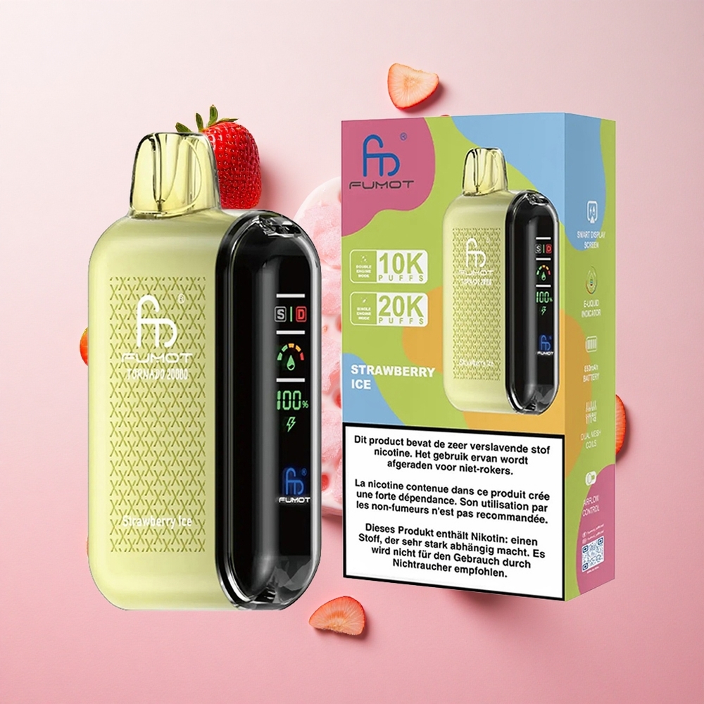 Strawberry Ice Fumot Tornado 20000 Puffs 20ml E-liquid Capacity 850mAh Rechargeable Battery Canada wholesale