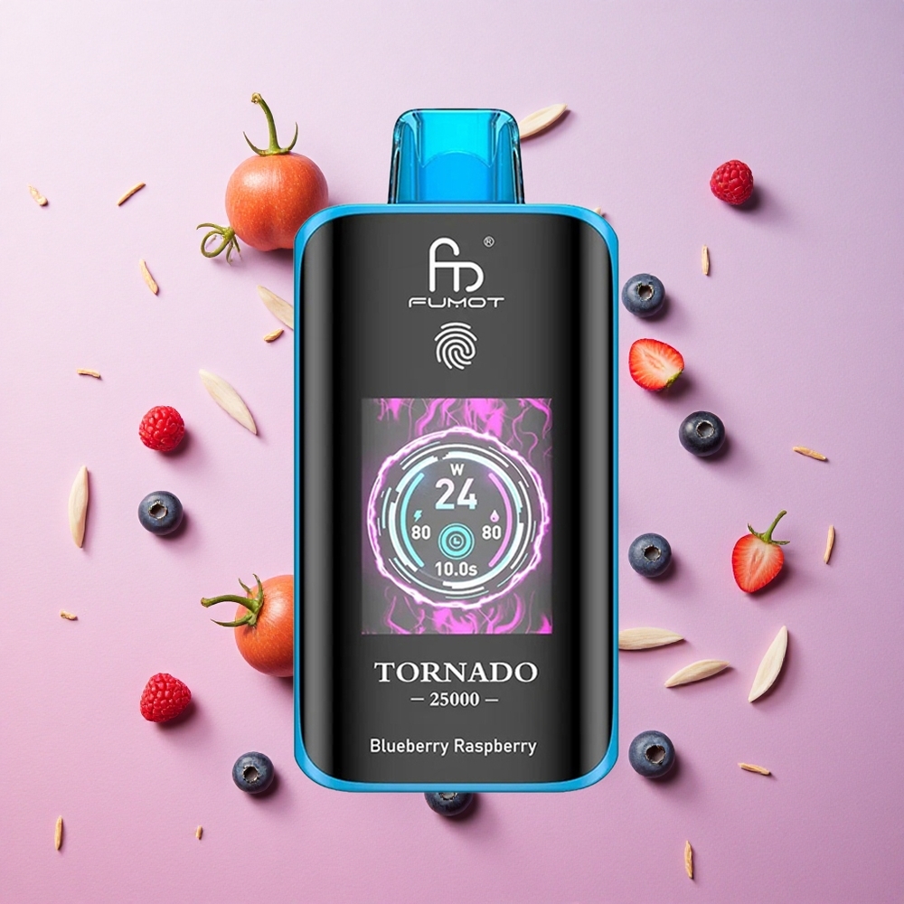 Blueberry Raspberry Fumot Tornado 25000 Puffs Disposable Vape HD Screen 700mAh Rechargeable Battery Canada wholesale
