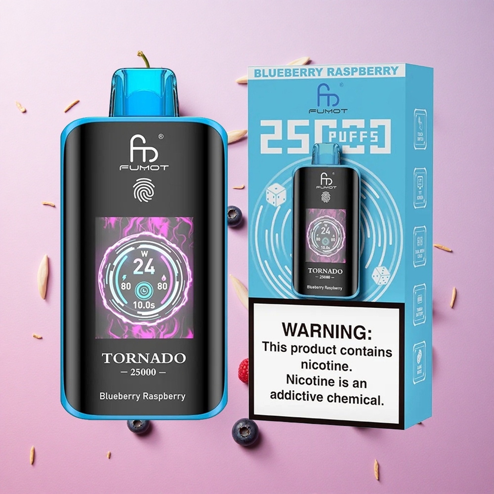 Blueberry Raspberry Fumot Tornado 25000 Puffs Disposable Vape HD Screen 700mAh Rechargeable Battery Canada wholesale