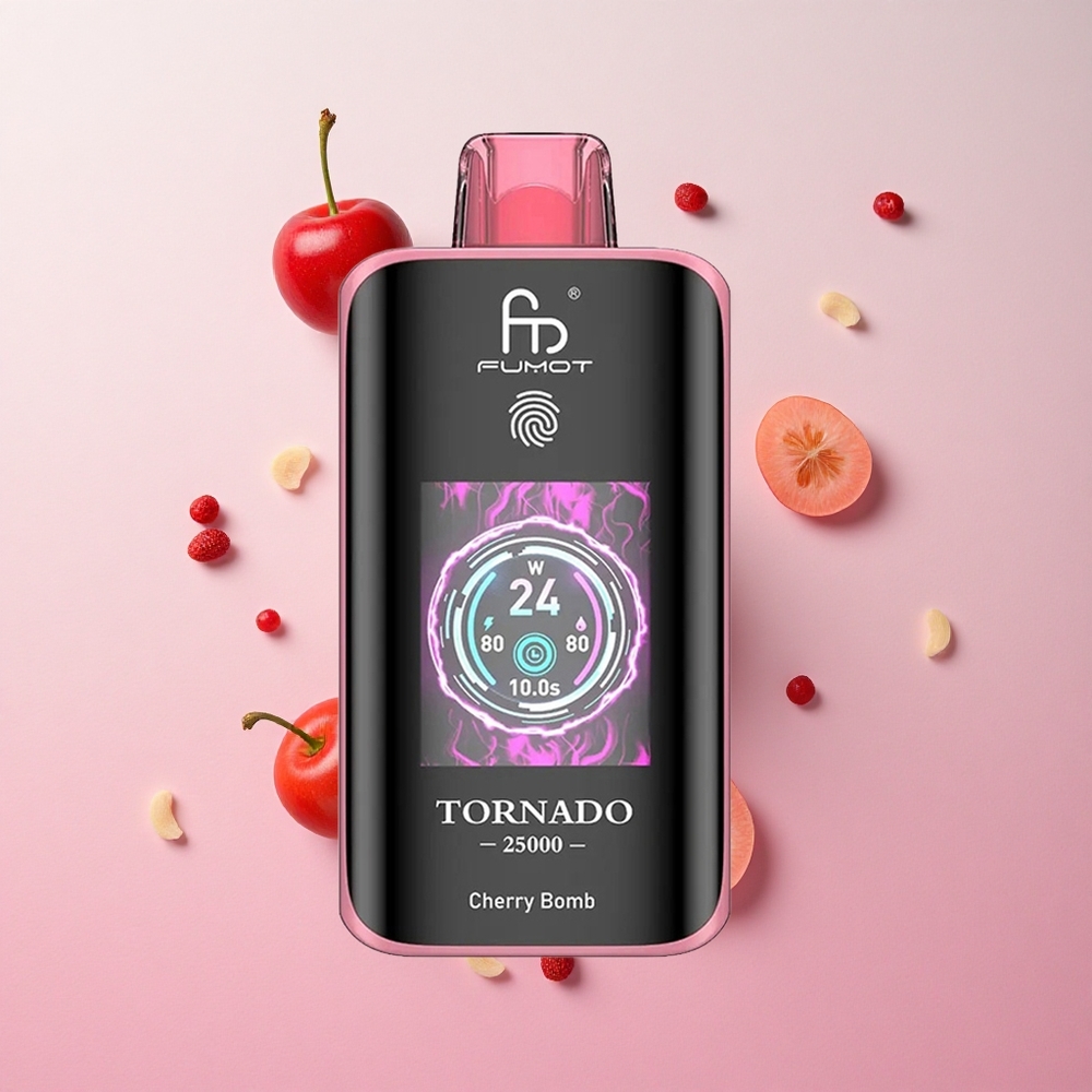 Cherry Bomb Fumot Tornado 25000 Puffs 700mAh Rechargeable Battery 20ml Pre-filled E-liquid Canada wholesale