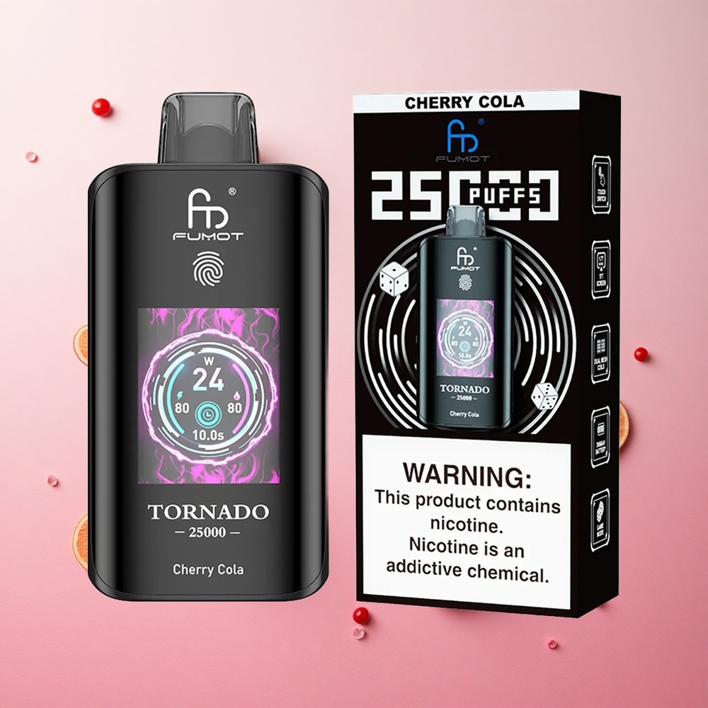 Cherry Cola Fumot Tornado 25000 Puffs 20ml Pre-filled E-liquid 700mAh Rechargeable Battery Canada wholesale