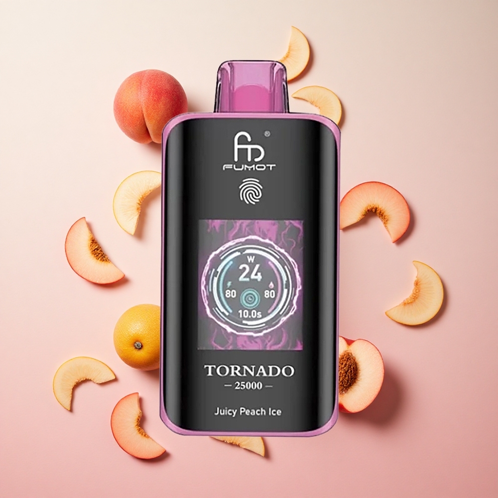 Juicy Peach Ice Fumot Tornado 25000 Puffs 20ml Pre-filled E-liquid 700mAh Rechargeable Battery Canada wholesale