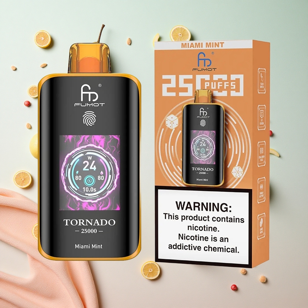 Miami Mint Fumot Tornado 25000 Puffs 20ml Pre-filled E-liquid 700mAh Rechargeable Battery Canada wholesale