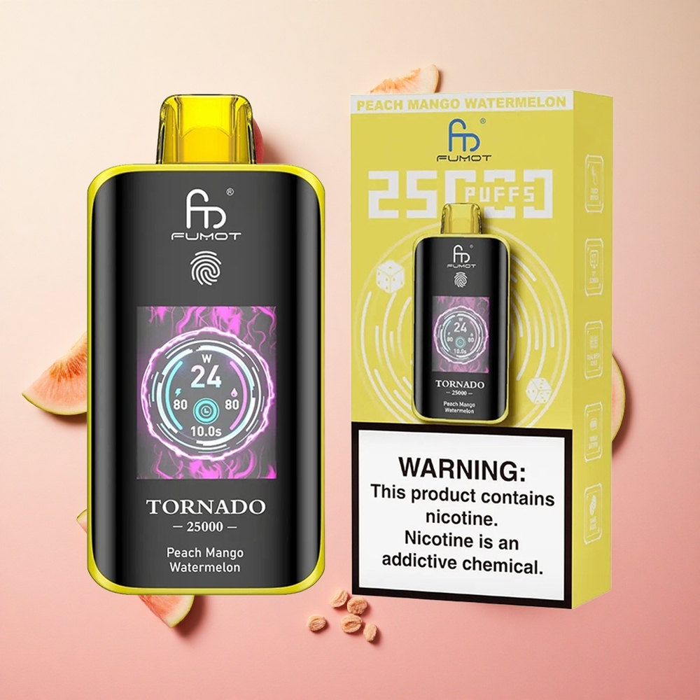 Peach Mango Watermelon Fumot Tornado 25000 Puffs HD Screen 700mAh Rechargeable Battery Canada wholesale