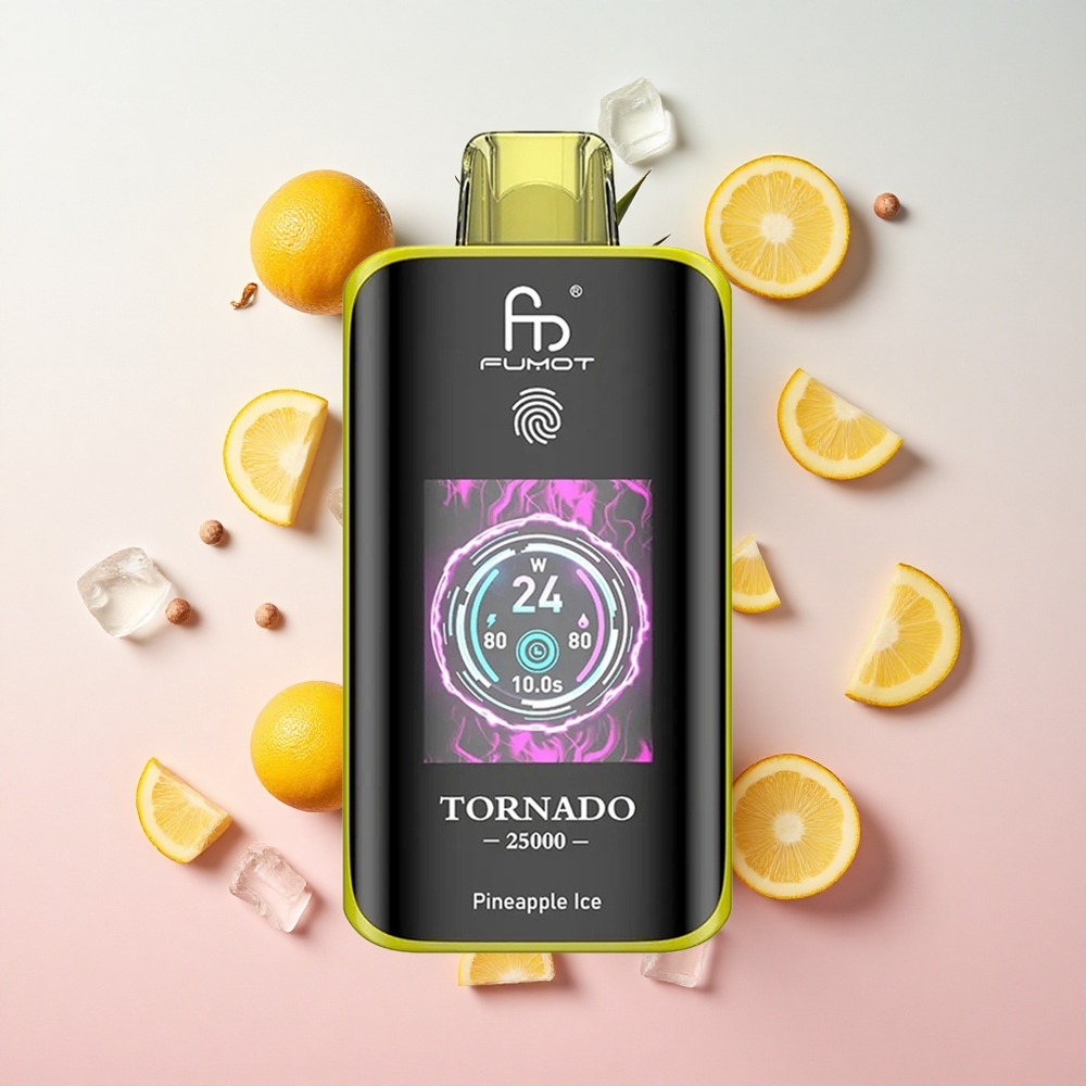 Pineapple Ice Fumot Tornado 25000 Puffs Disposable Vape with HD Screen & Type-C Charging Port Canada wholesale