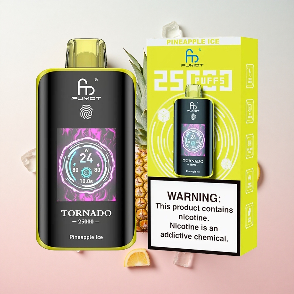 Pineapple Ice Fumot Tornado 25000 Puffs Disposable Vape with HD Screen & Type-C Charging Port Canada wholesale