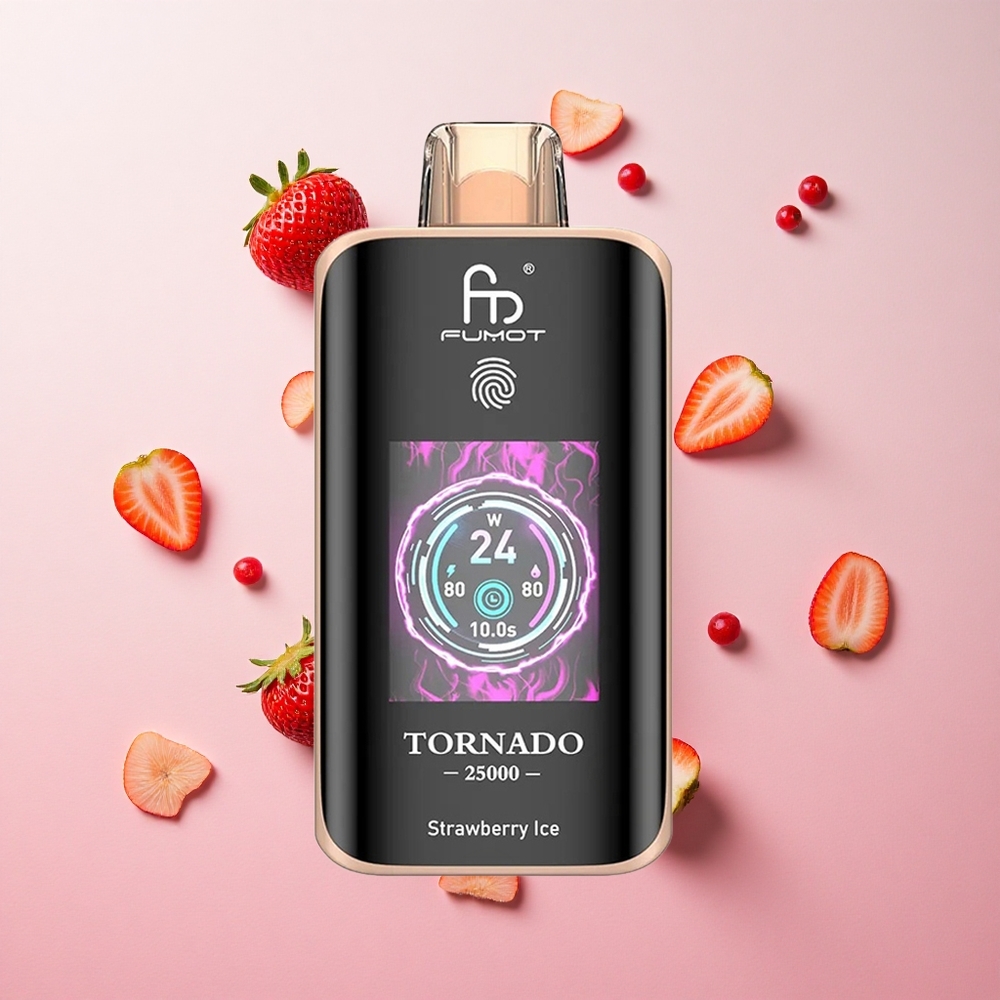Strawberry Ice Fumot Tornado 25000 Puffs HD Screen 20ml Pre-filled E-liquid Canada wholesale