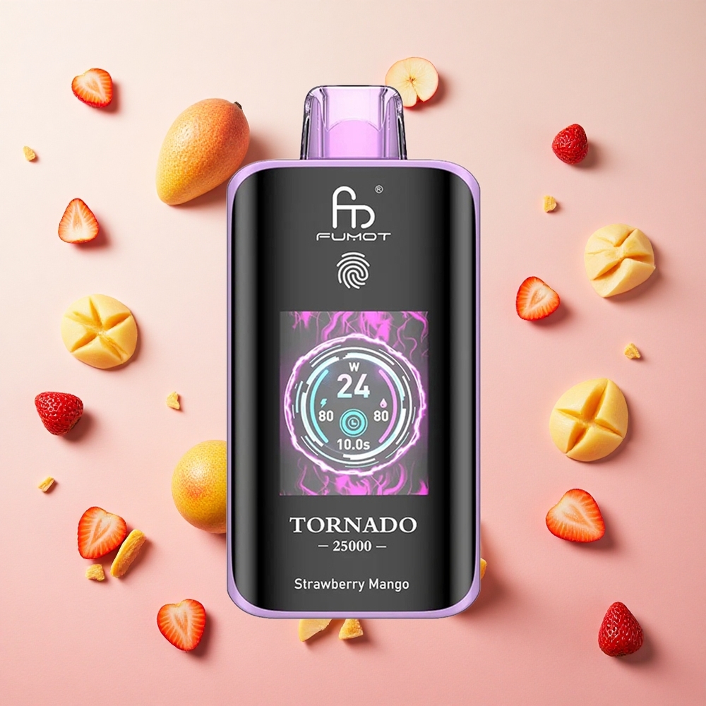 Strawberry Mango Fumot Tornado 25000 Puffs 20ml Pre-filled E-liquid 700mAh Rechargeable Battery Canada wholesale