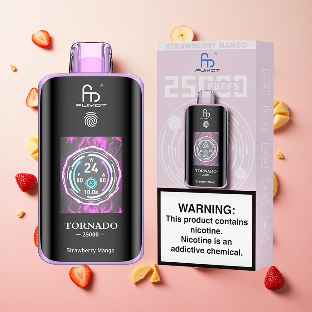 Strawberry Mango Fumot Tornado 25000 Puffs 20ml Pre-filled E-liquid 700mAh Rechargeable Battery Canada wholesale