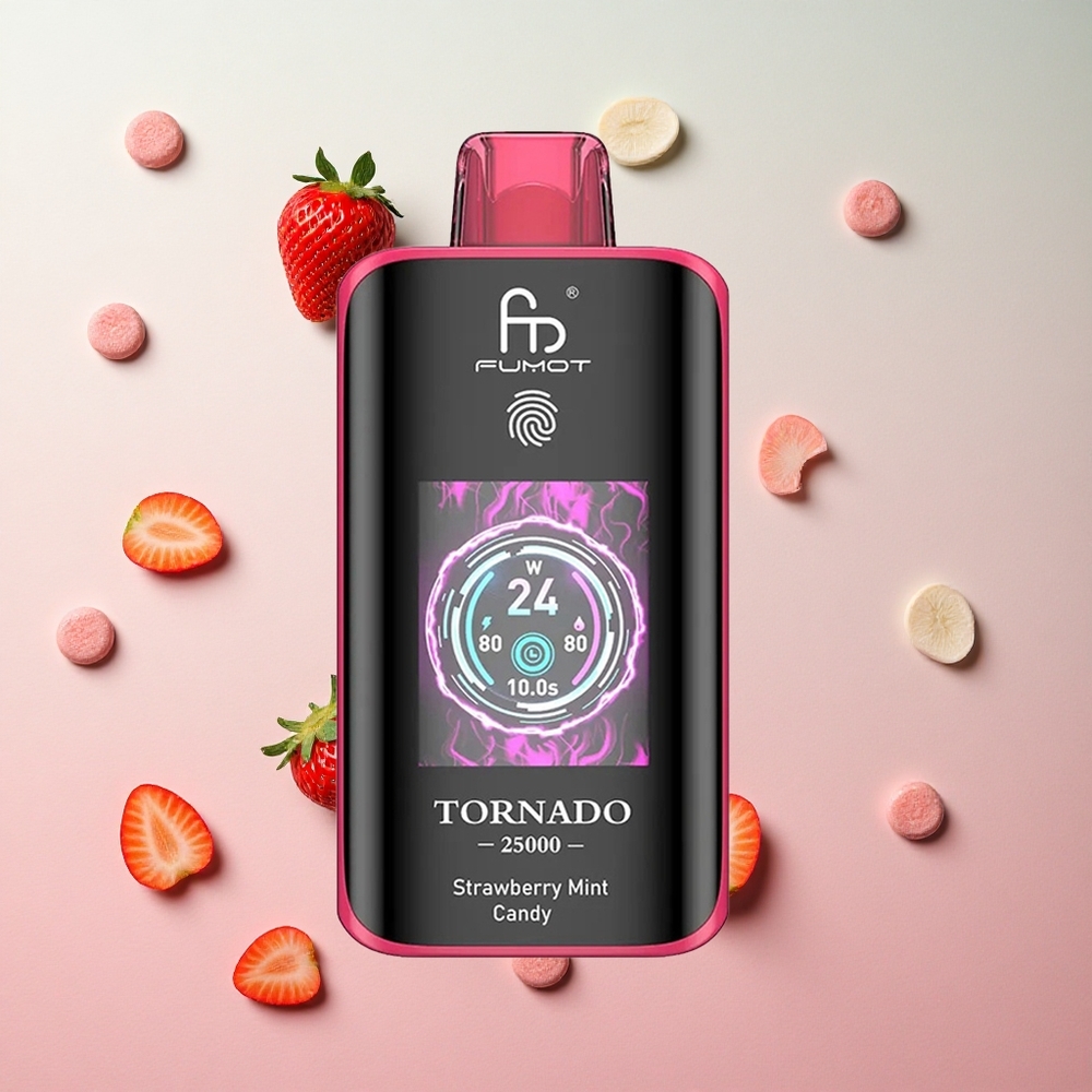 Strawberry Mint Candy Fumot Tornado 25000 Puffs 20ml Pre-filled E-liquid 700mAh Rechargeable Battery Canada wholesale