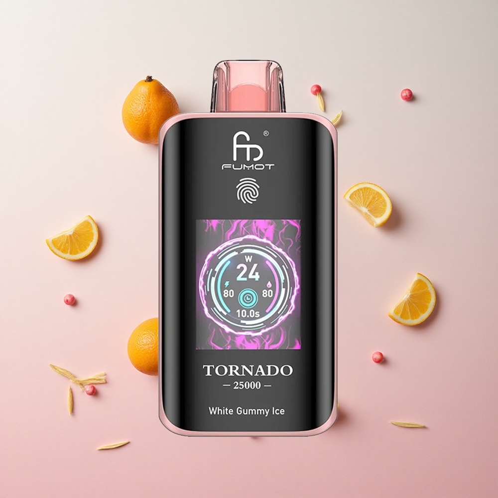 White Gummy Ice Fumot Tornado 25000 Puffs Disposable Vape 700mAh Rechargeable Battery Canada wholesale